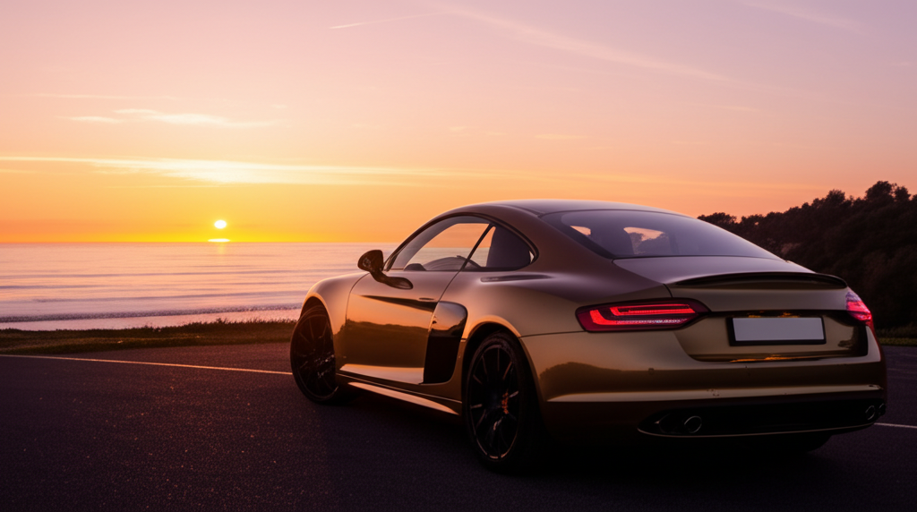 Car at sunset